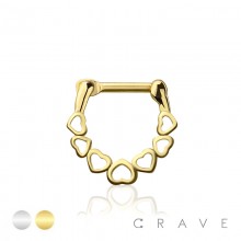 ENGRAVED MULTI HEART FILIGREE SEPTUM HINGED CLICKER